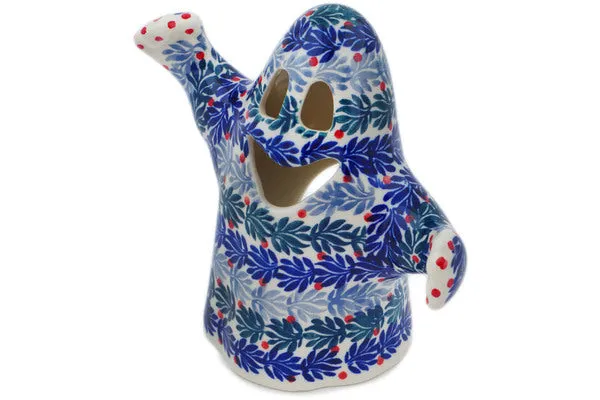 Polish Pottery Ghost Candle Holder Currant Wreath UNIKAT