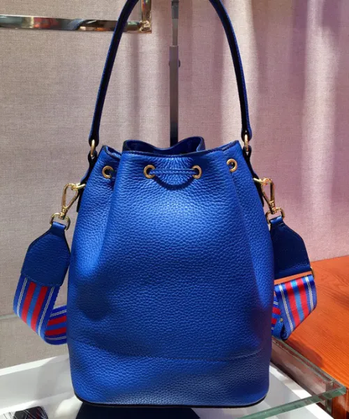 Prada Leather Bucket Bag Blue