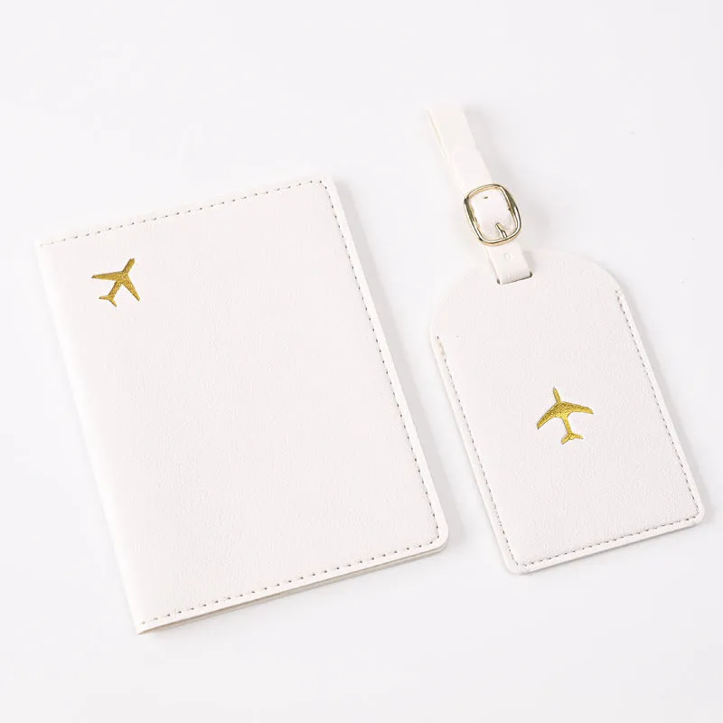 Pu Leather Bronzing Design Passport Holder Luggage Tag Suit Passport Case