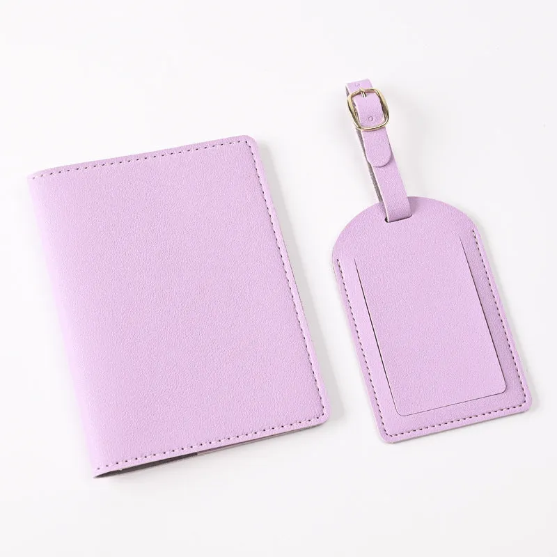 Pu Leather Bronzing Design Passport Holder Luggage Tag Suit Passport Case