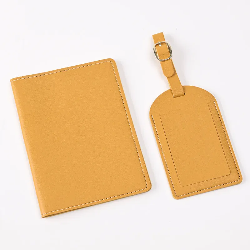 Pu Leather Bronzing Design Passport Holder Luggage Tag Suit Passport Case