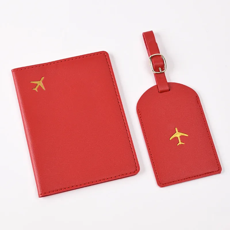 Pu Leather Bronzing Design Passport Holder Luggage Tag Suit Passport Case