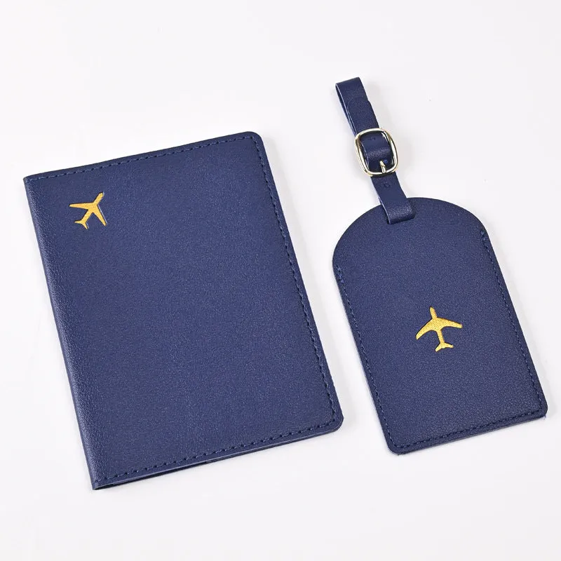 Pu Leather Bronzing Design Passport Holder Luggage Tag Suit Passport Case