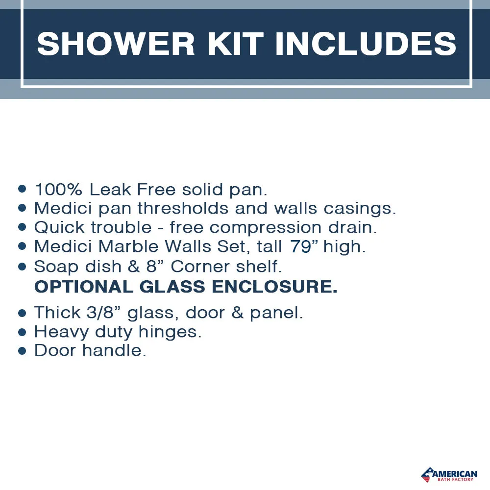 Rafe Marble Classic Alcove Shower Enclosure Kit