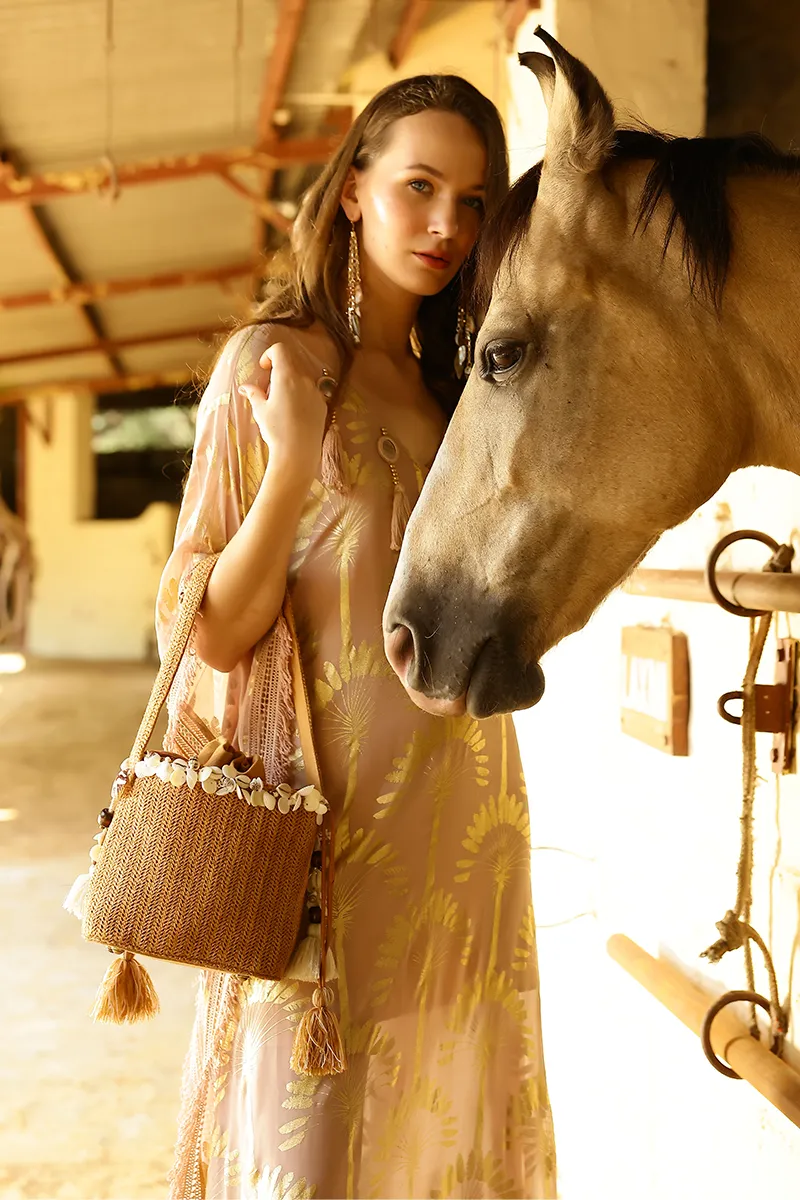 Raffia Reef Shell Bucket Bag