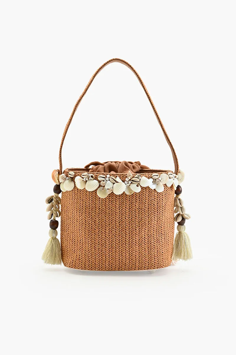 Raffia Reef Shell Bucket Bag