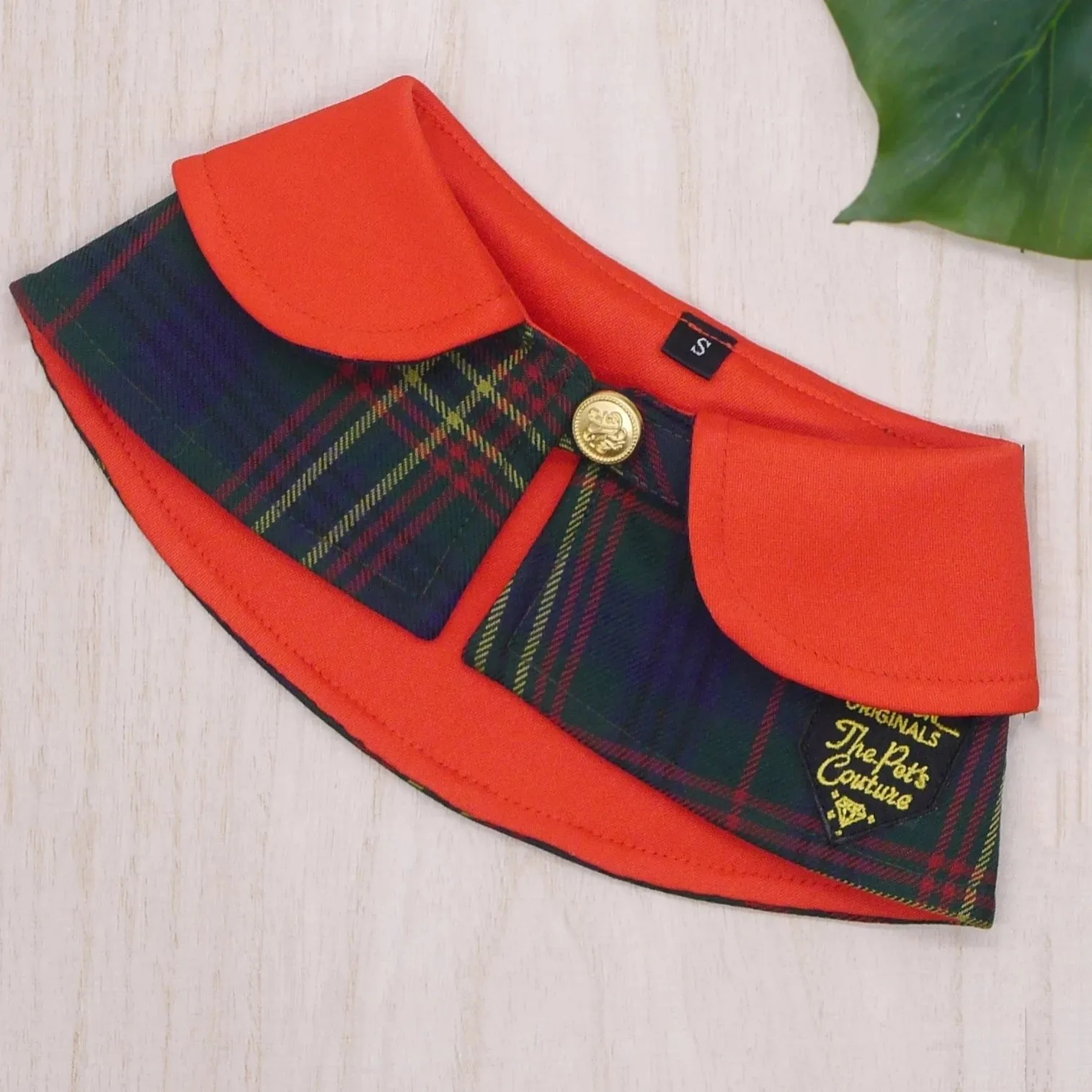 Red Collar with Sacramento Green Tartan Print