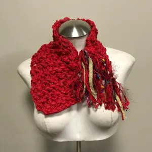 Red Tweed Shawlette w/Metallic Accents, (SL86)