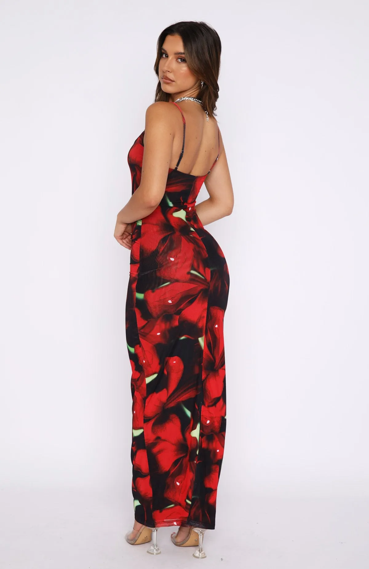 Same Heart Mesh Maxi Dress Red Hibiscus