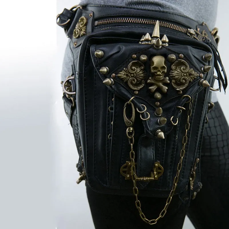 Skull Retro Rock Bags / Alternative Fashion Gothic Steampunk Shoulder Bag / Vintage Leather #9