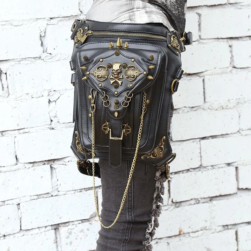 Skull Retro Rock Bags / Alternative Fashion Gothic Steampunk Shoulder Bag / Vintage Leather #9