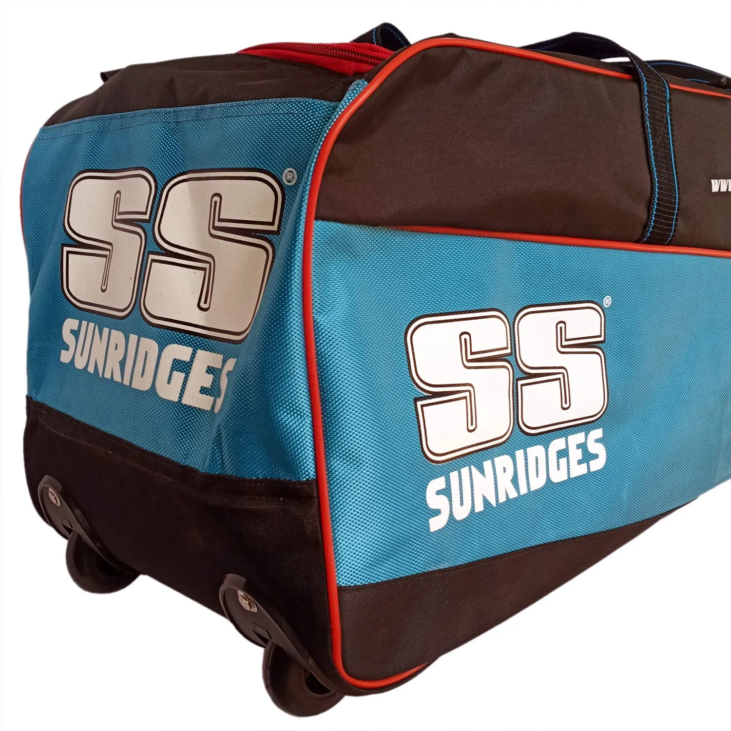 SS Storm Double Wheel Cricket Kit Bag - Black/Cyan