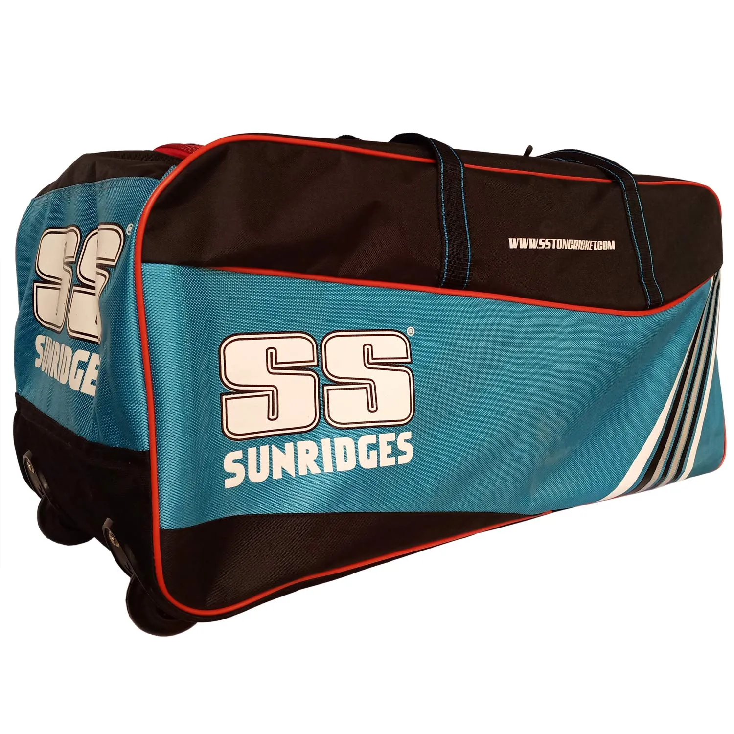 SS Storm Double Wheel Cricket Kit Bag - Black/Cyan