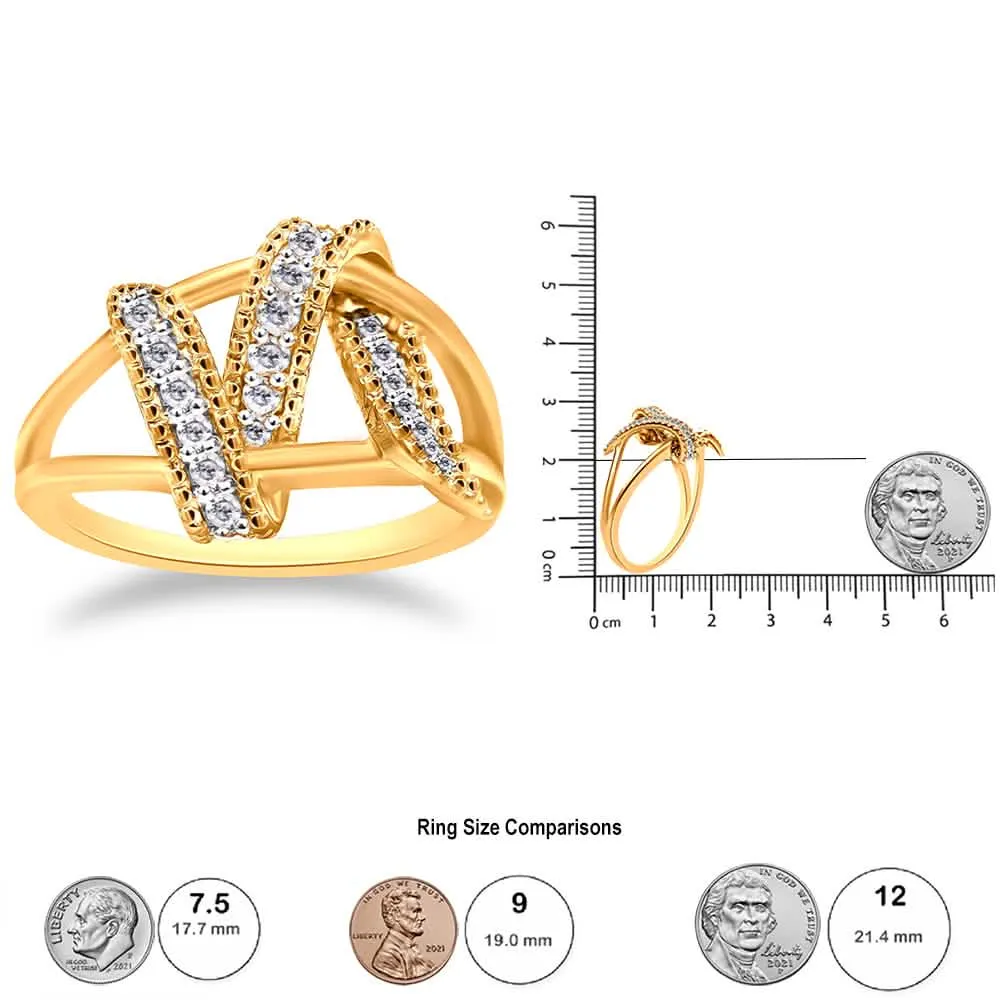 Stunning 14K Gold-Plated Sterling Silver Diamond Twist Ring