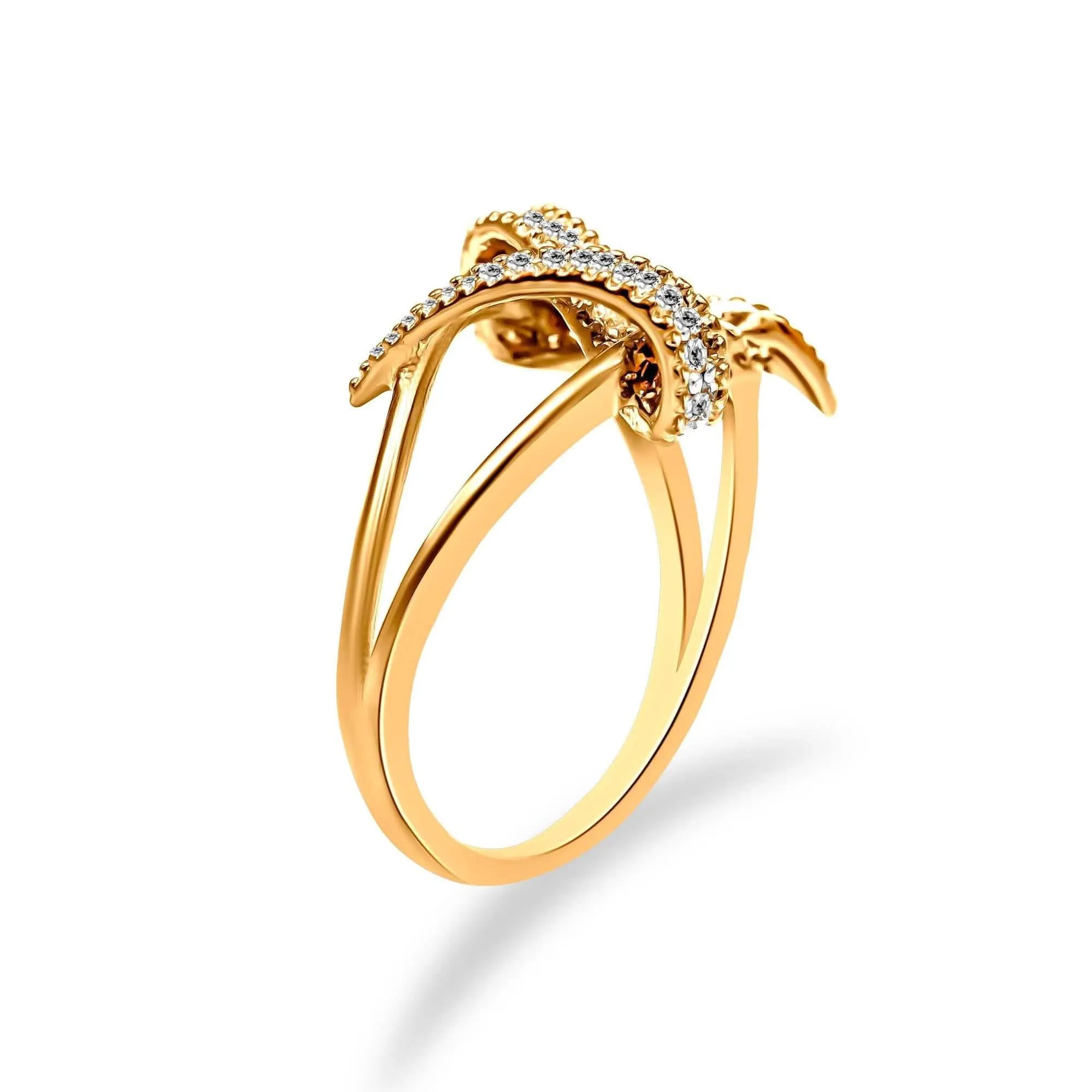 Stunning 14K Gold-Plated Sterling Silver Diamond Twist Ring