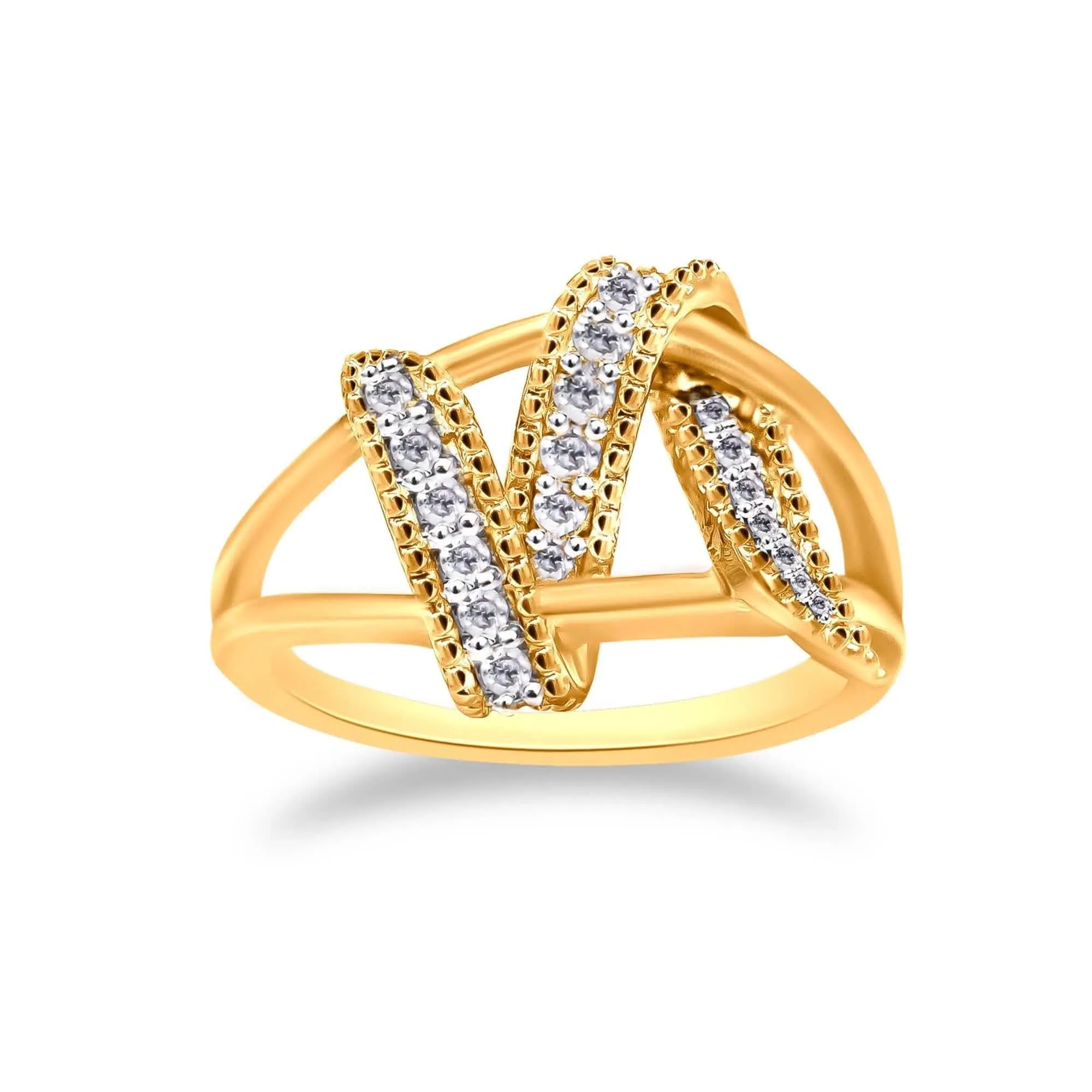 Stunning 14K Gold-Plated Sterling Silver Diamond Twist Ring