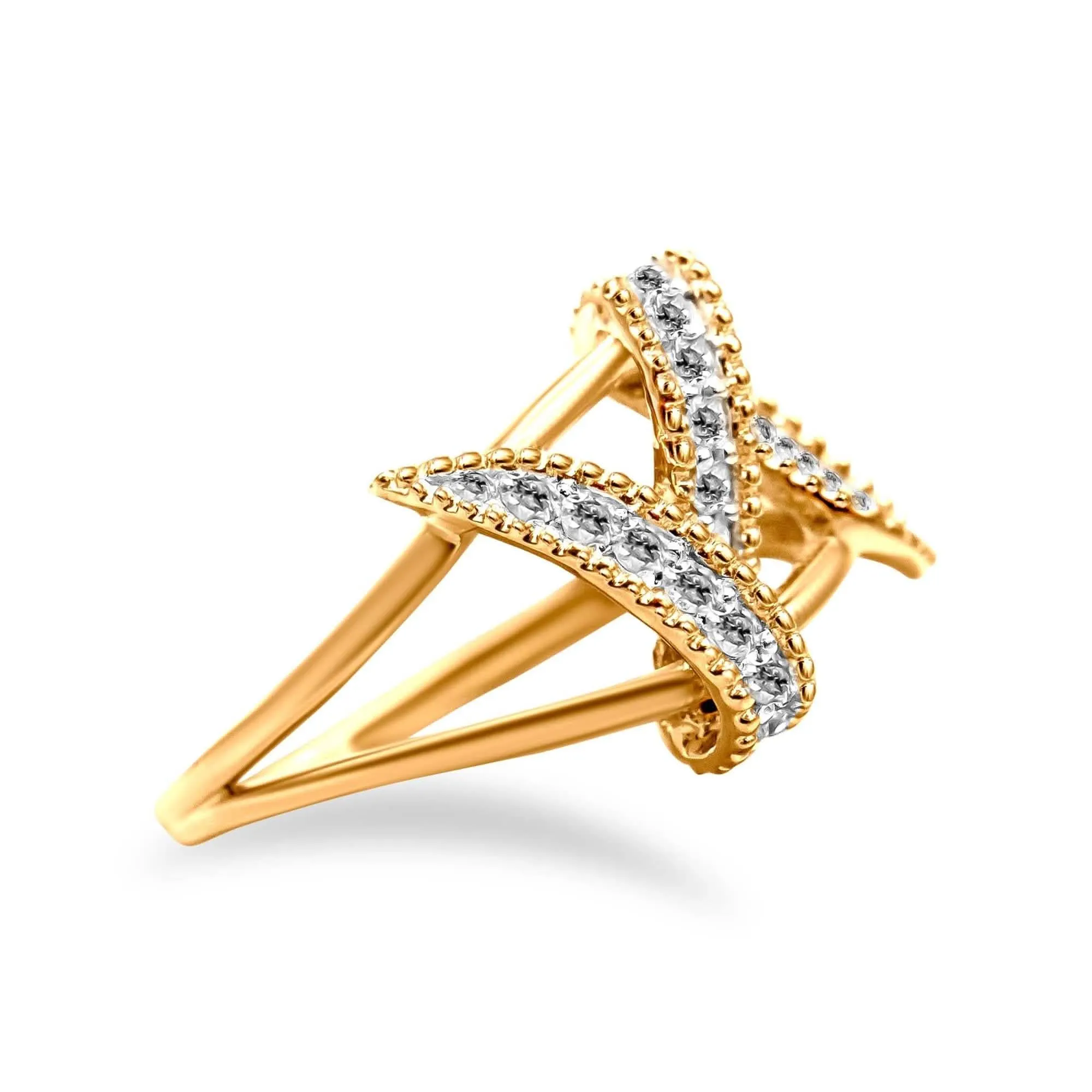 Stunning 14K Gold-Plated Sterling Silver Diamond Twist Ring