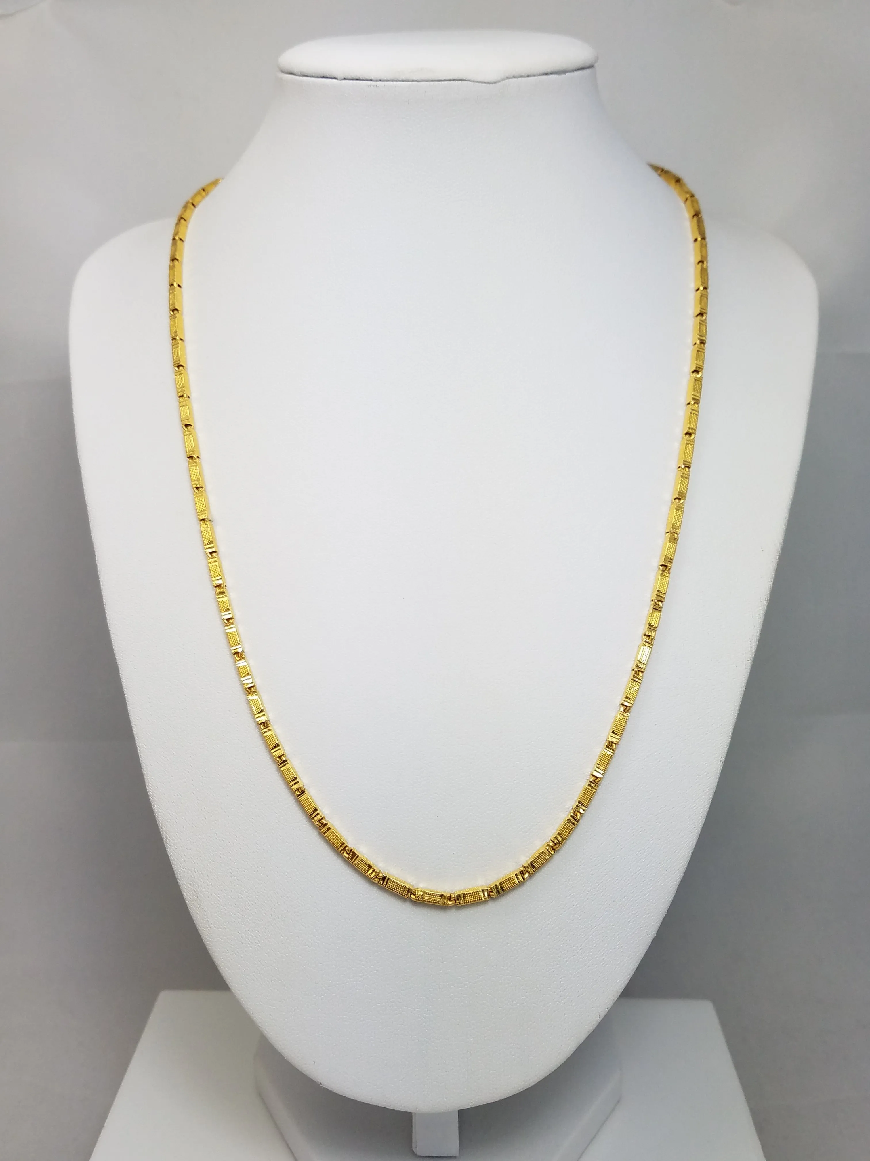 Stunning 20.5" 23k Yellow Gold Hollow Fancy Link Chain Necklace