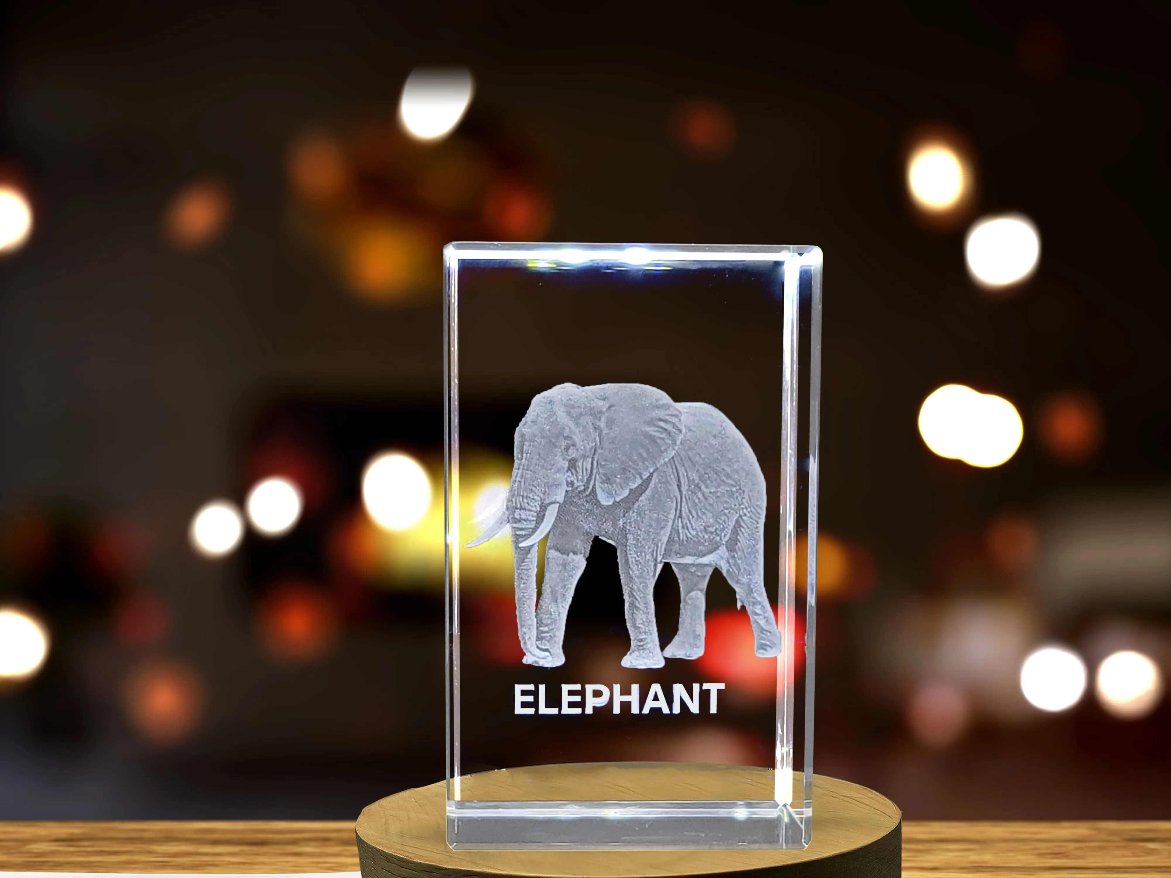 Stunning 3D Engraved Elephant Crystal | Unique Home Decor