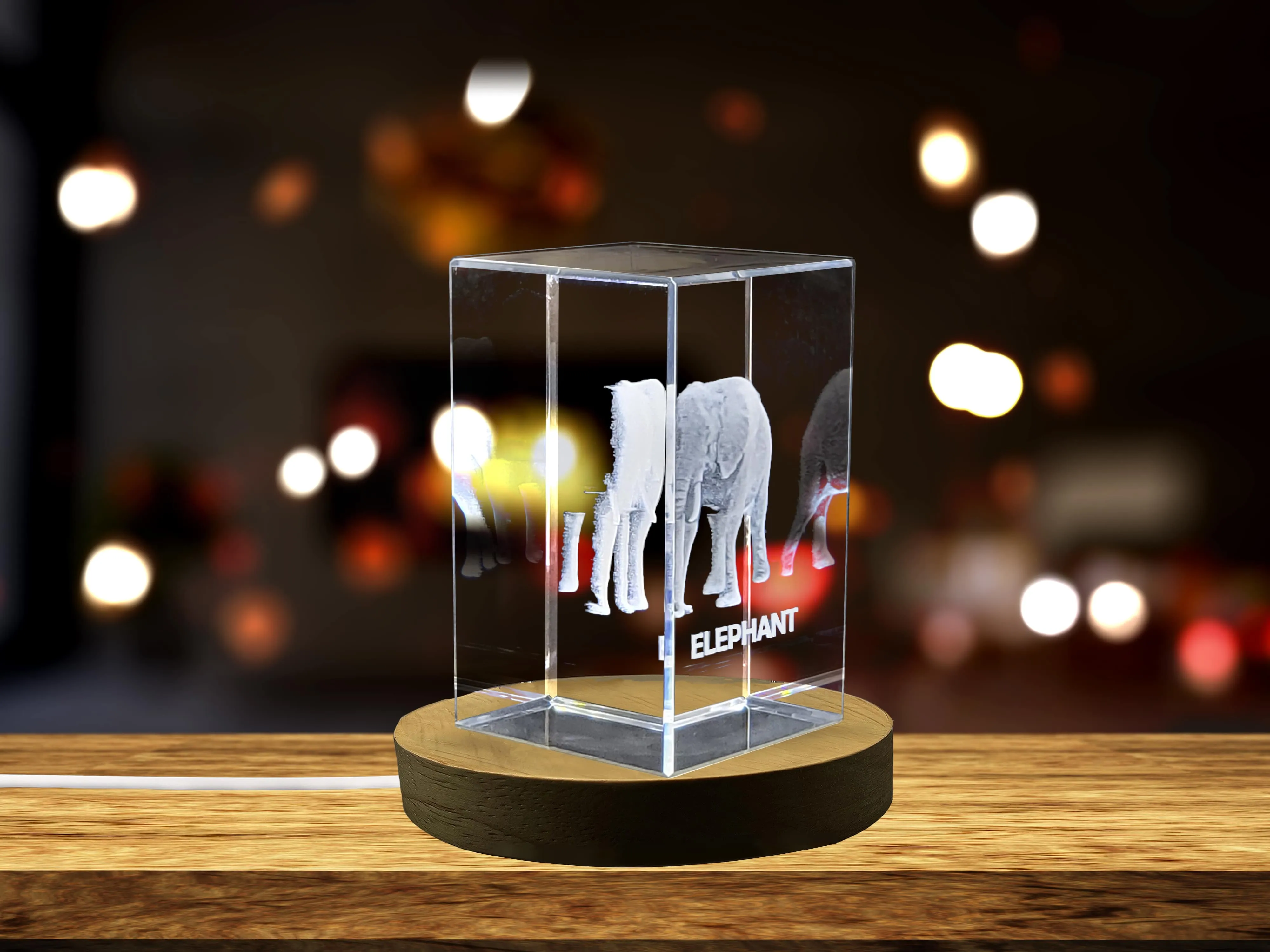 Stunning 3D Engraved Elephant Crystal | Unique Home Decor