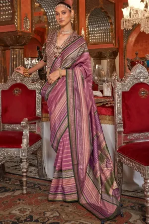 Stunning Berry Pink Kanjivaram and Patola Printed Silk Saree