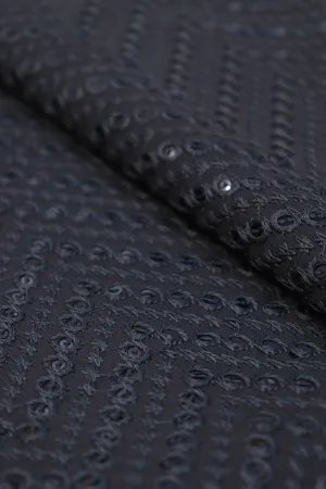 Stunning Black Chikankari Georgette Fabric with Sequins (1 Mtr)