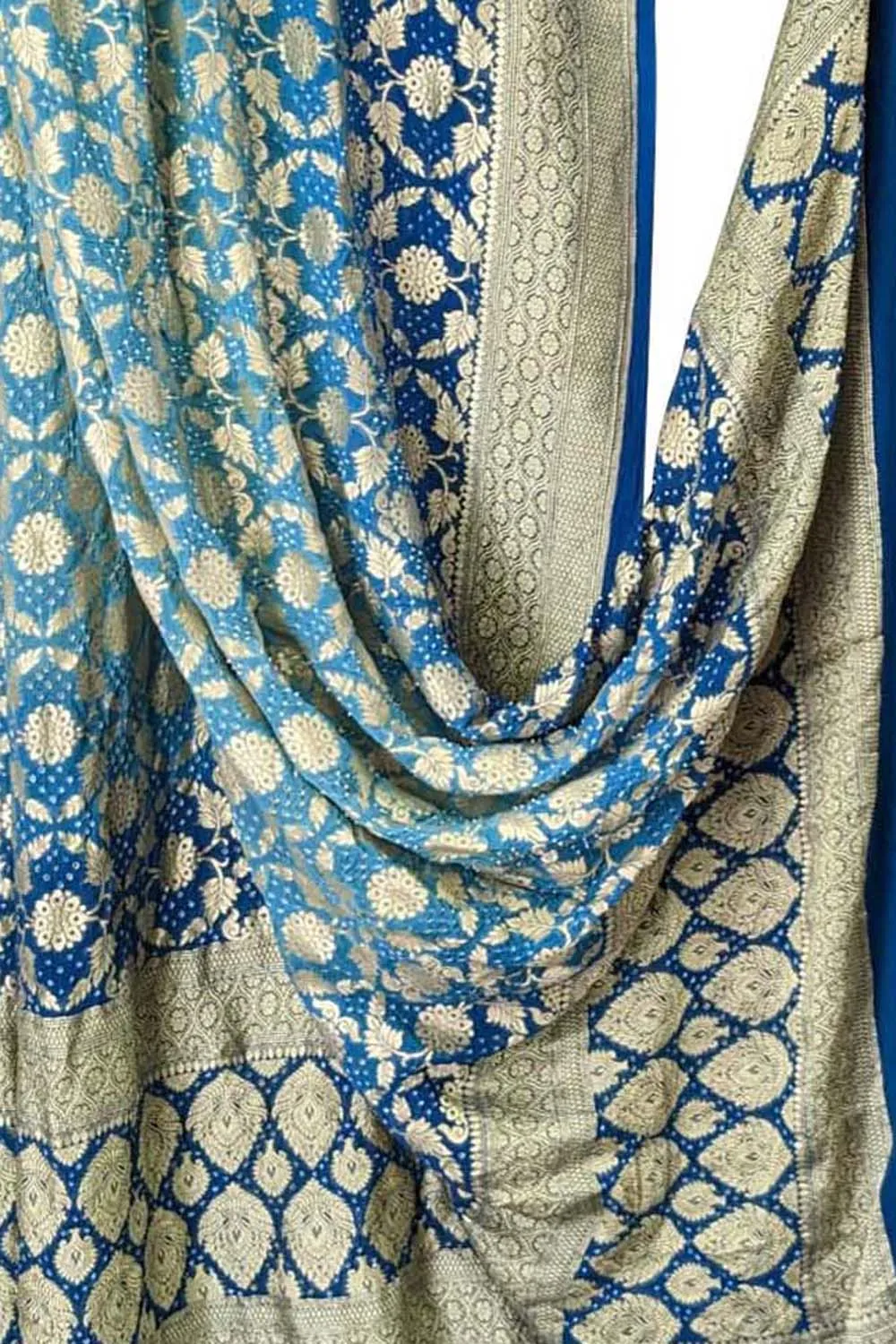 Stunning Blue Banarasi Bandhani Georgette Dupatta for Ethnic Charm