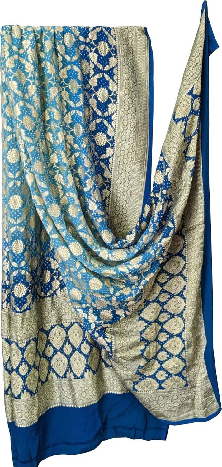 Stunning Blue Banarasi Bandhani Georgette Dupatta for Ethnic Charm