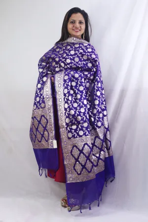 Stunning Blue Banarasi Organza Dupatta - Perfect for Any Occasion