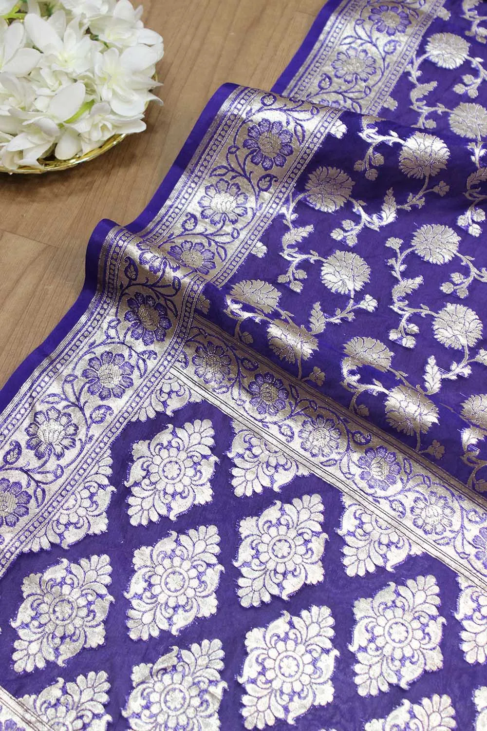 Stunning Blue Banarasi Organza Dupatta - Perfect for Any Occasion