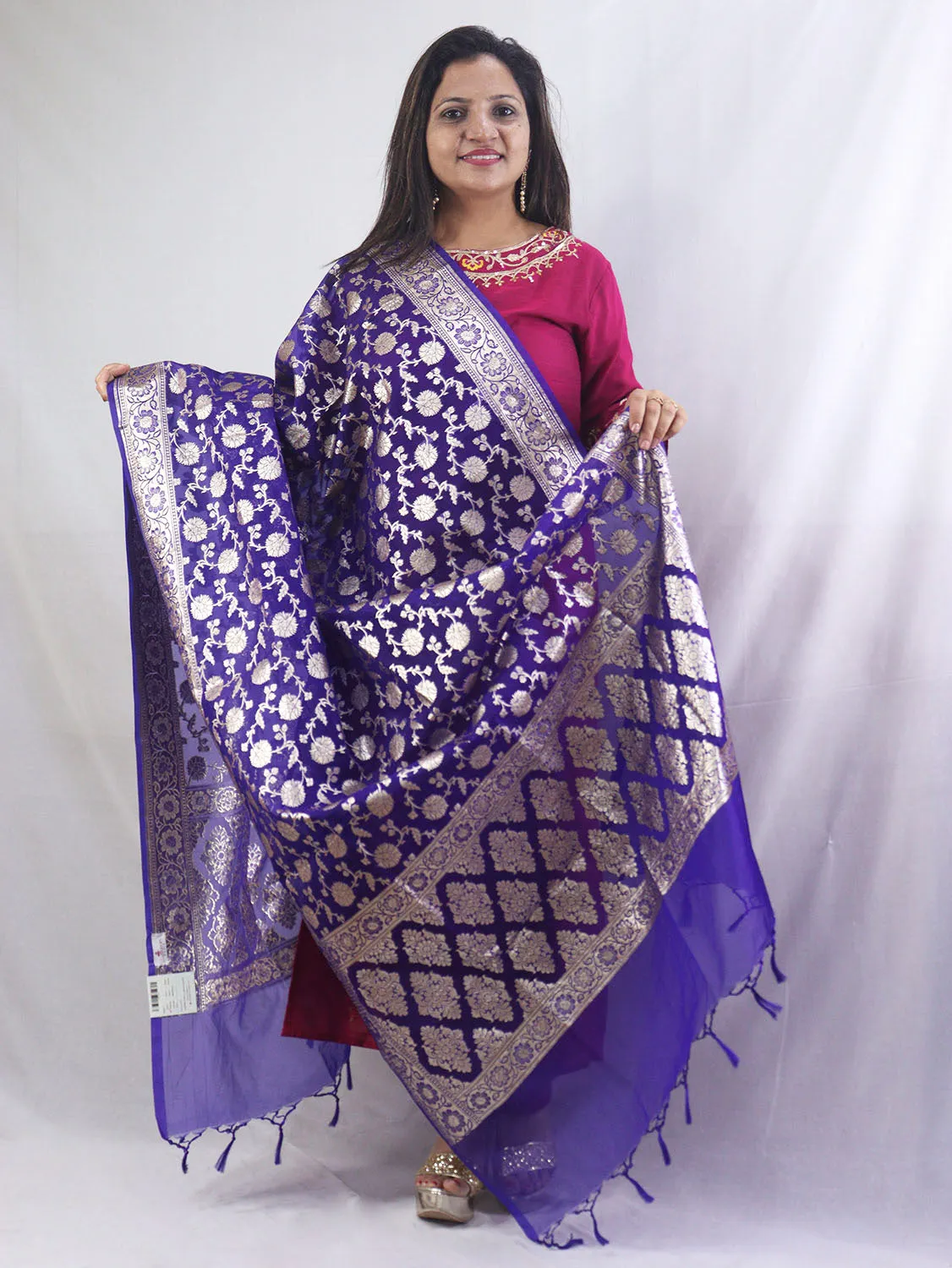 Stunning Blue Banarasi Organza Dupatta - Perfect for Any Occasion