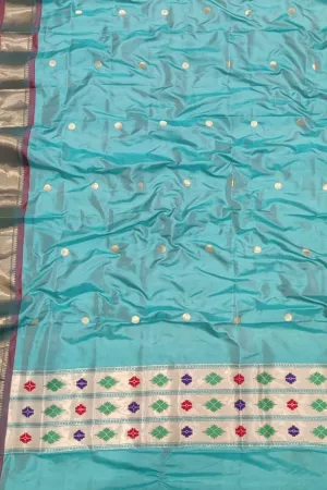 Stunning Blue Paithani Silk Dupatta - Pure Elegance