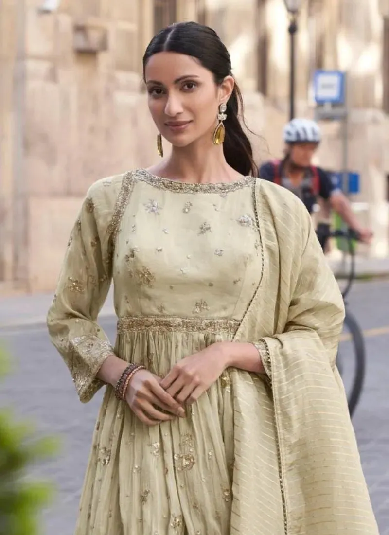 Stunning Cream Heavy Embroidered Pure Shimar Sharara Suit