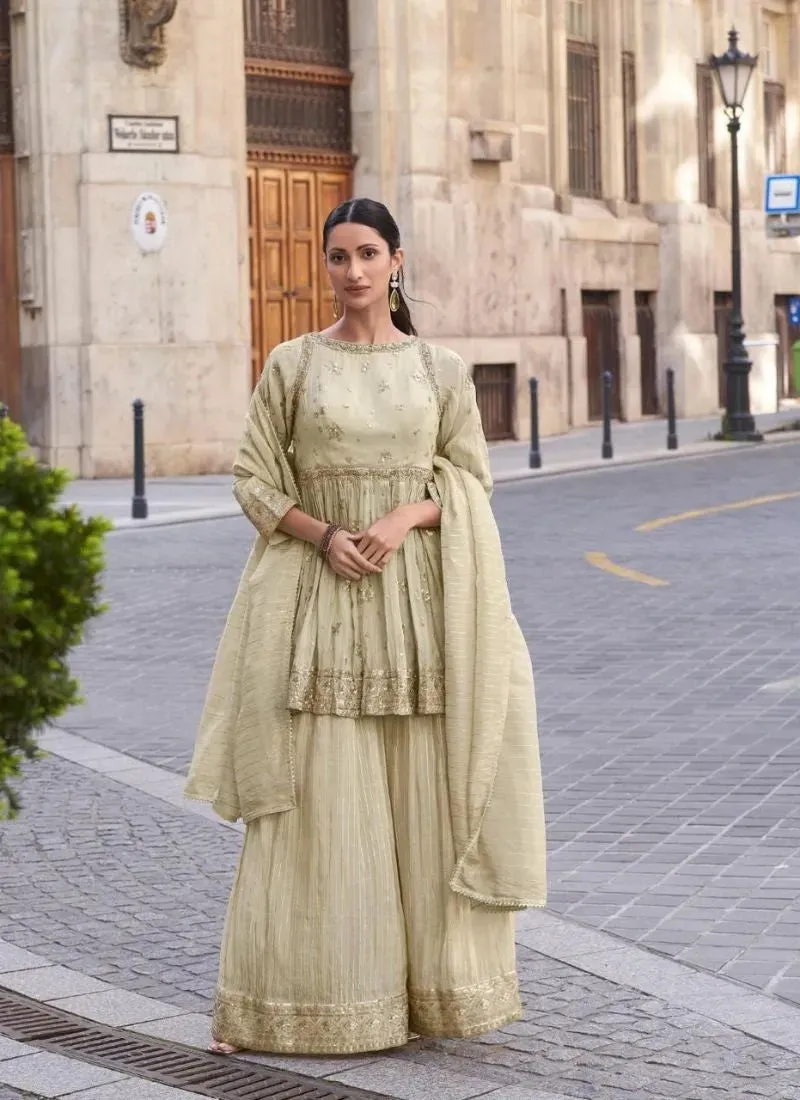 Stunning Cream Heavy Embroidered Pure Shimar Sharara Suit