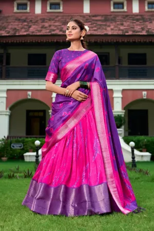 Stunning Dola Silk Shibori Printed Purple lehenga Choli