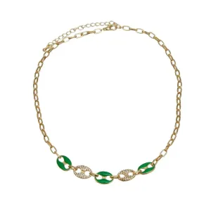 Stunning Green & Gold Matelot Chain Necklace - Grab Yours Today!