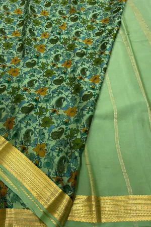 Stunning Green Crepe Saree with Digital Print