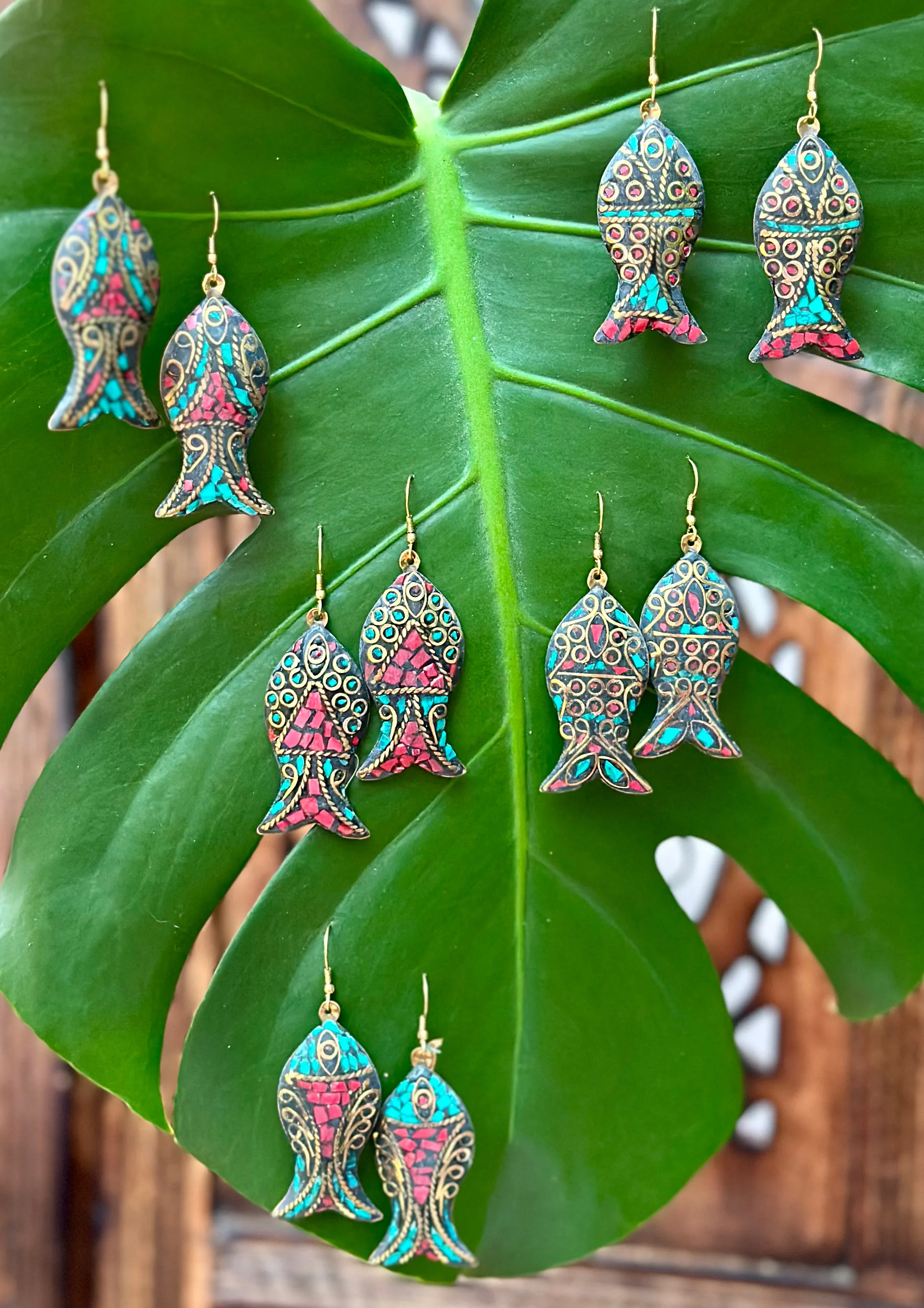 STUNNING INDIAN MOSAIC EARRINGS