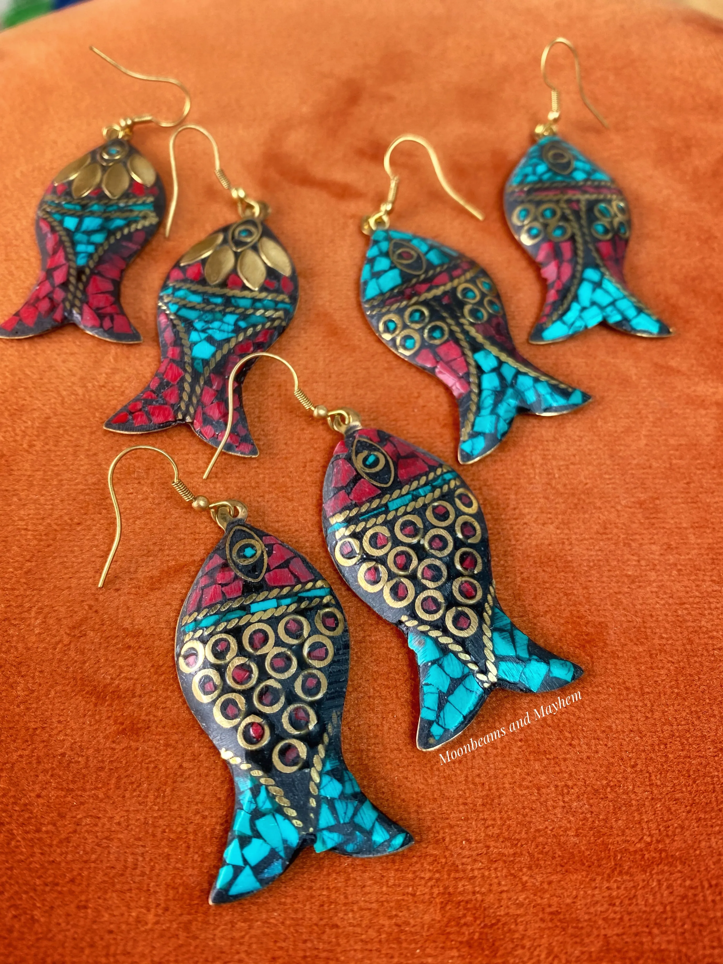 STUNNING INDIAN MOSAIC EARRINGS