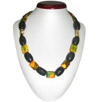 Stunning Jasper and Lava Bead Necklace