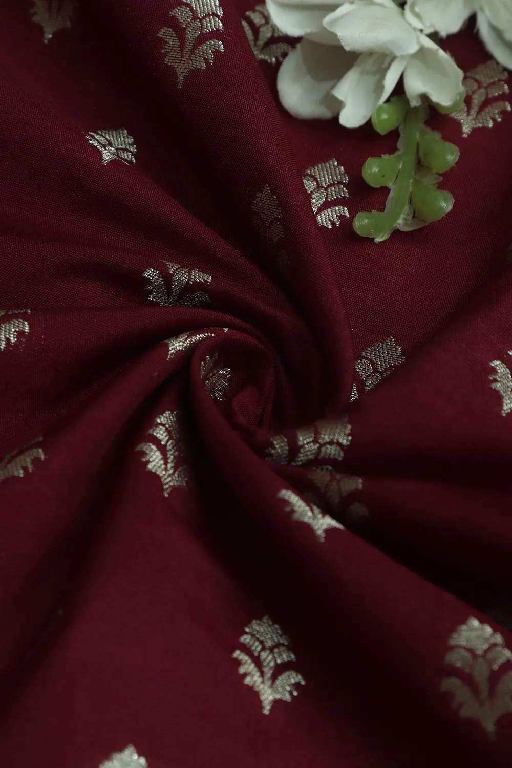 Stunning Maroon Banarasi Silk Fabric ( 1 Mtr )