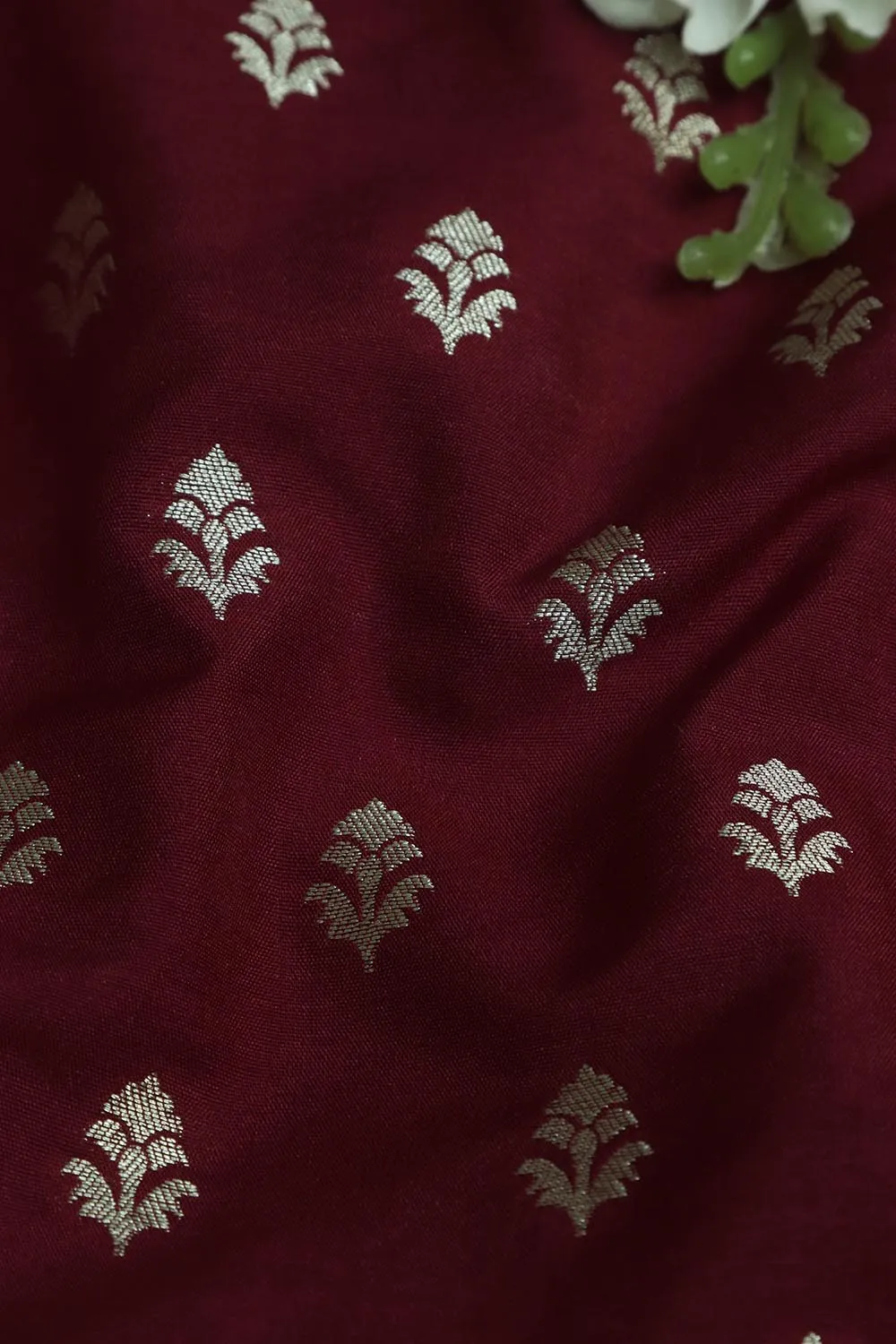 Stunning Maroon Banarasi Silk Fabric ( 1 Mtr )