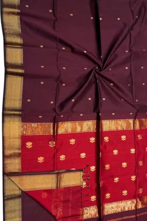 Stunning Maroon Maheshwari Handloom Silk Saree