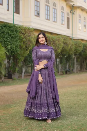 Stunning Onion Purple Lehenga Choli Set with Exquisite Sequin Work