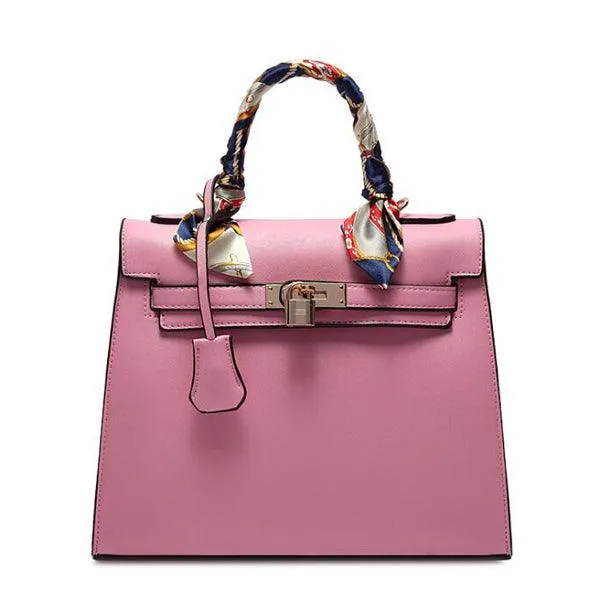 Stunning Padlock Birkin Inspired With Scarf - Light Pink