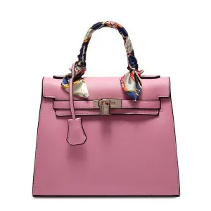 Stunning Padlock Birkin Inspired With Scarf - Light Pink