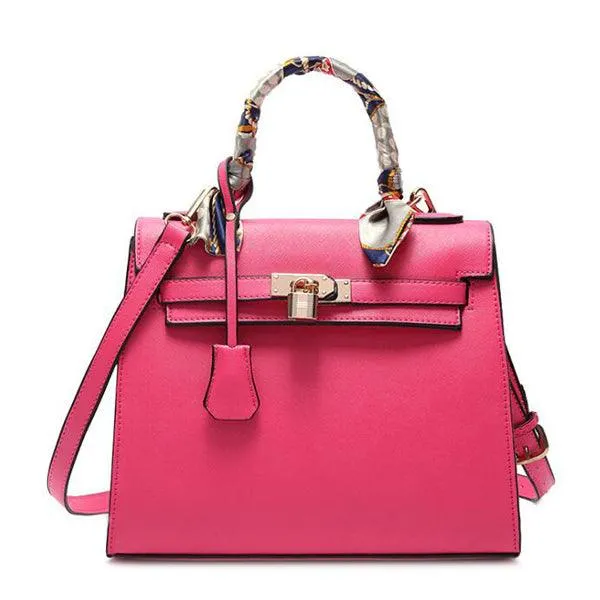 Stunning Padlock Birkin Inspired With Scarf - Light Pink