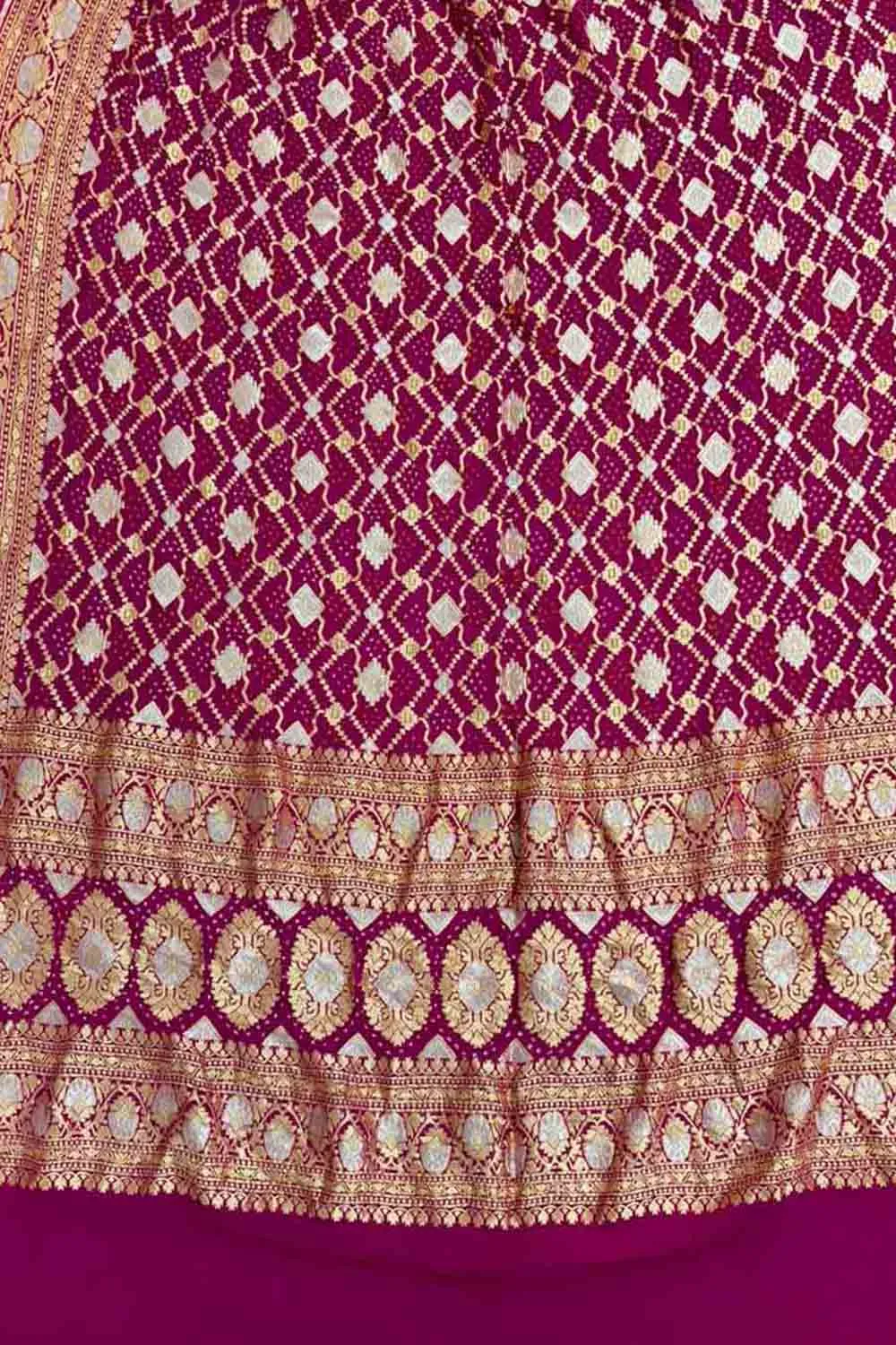 Stunning Pink Banarasi Bandhani Georgette Dupatta