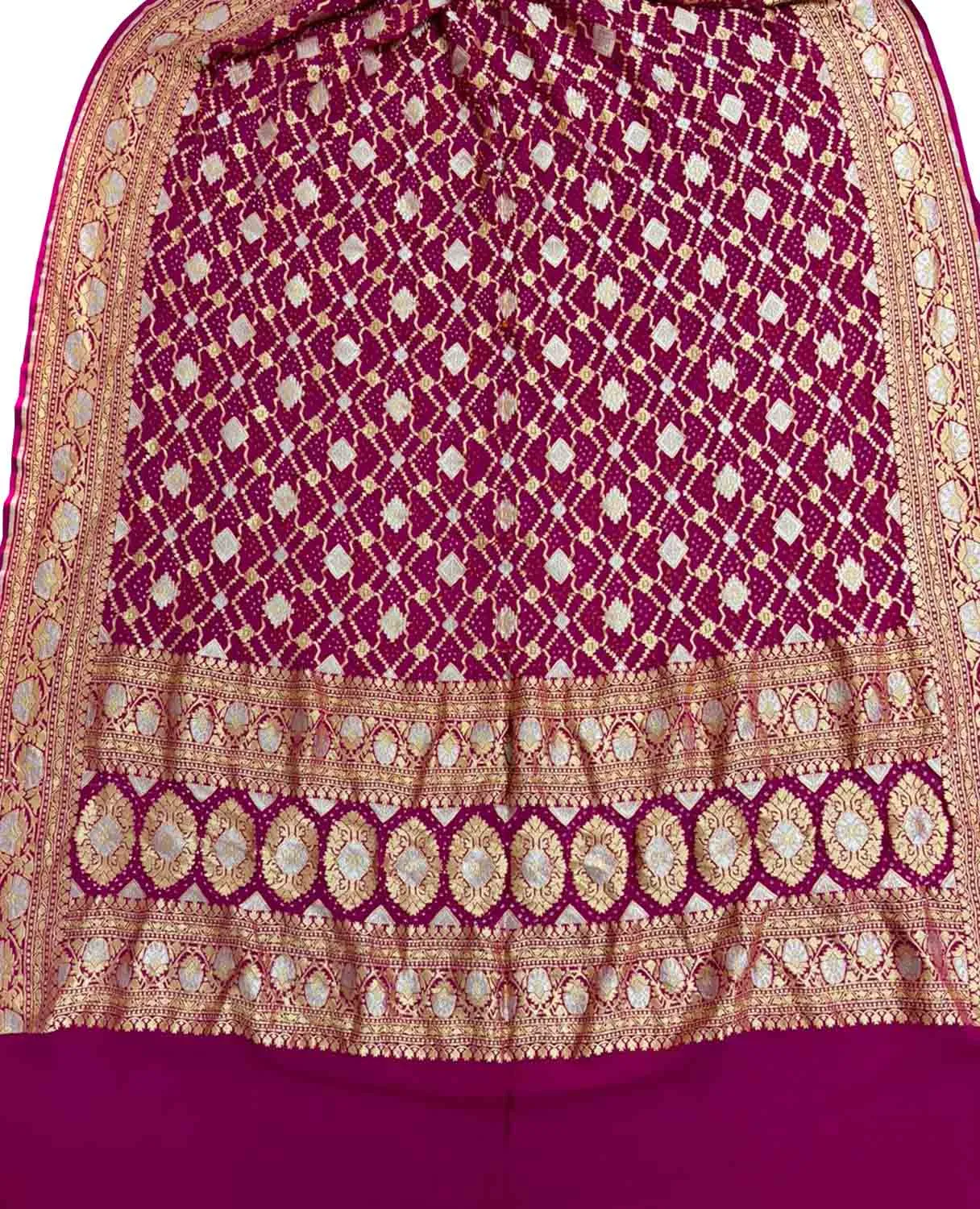 Stunning Pink Banarasi Bandhani Georgette Dupatta