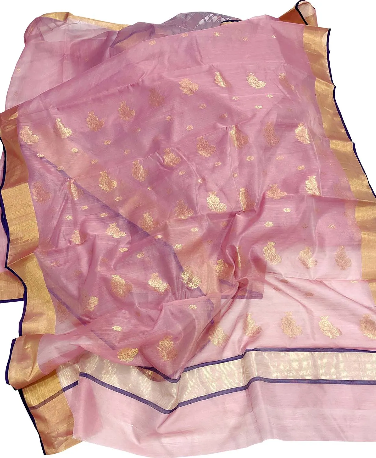 Stunning Pink Chanderi Silk Cotton Saree